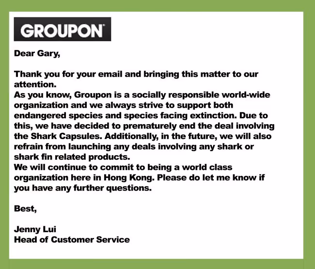 Resposta do Groupon a Gary Strokes