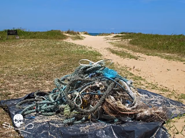Os petrechos de pesca, tão mortais para a fauna marinha, é encontrado em nossas praias, ameaçando os mais diversos animais.