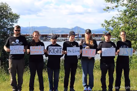 Guardiões da Enseasa ficaram na Represa Bonneville en o Porto de Astoria durante 78 dias no início desta primavera. Foto: Sea Shepherd