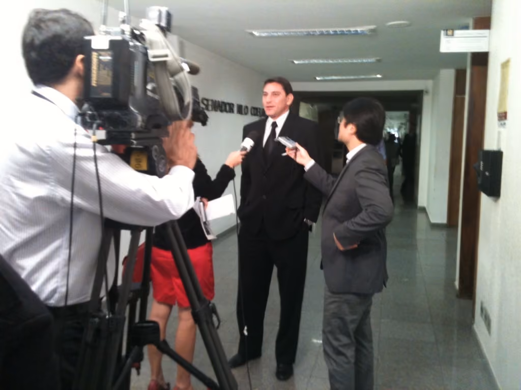 Wendell Estol sendo entrevistado pela TV Senado. Foto: Igor Ramos