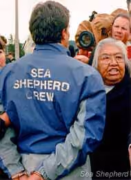 Quando alguns dos tripulantes da Sea Shepherd foram presos, Alberta protestou ferozmente em nome deles.