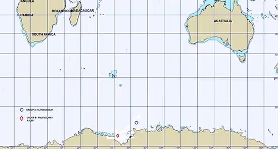 Localização dos navios: Grupo A - Sun Laurel, Yushin Maru, Shonan Maru 2, SSS Sam Simon. Grupo B - Nishin Maru, Yushin Maru, Yushin Maru 3, SSS Steve Irwin e SSS Bob Barker