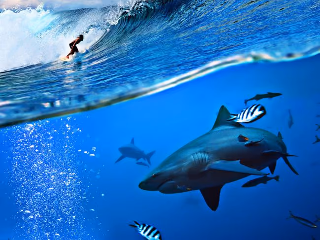 Surfistas e tubarões podem coexistir, pelos oceanos e seu bem maior.