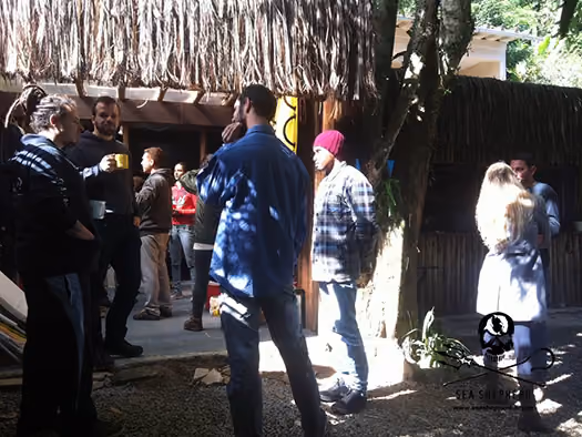 Participantes no intervalo com coffee break vegano
