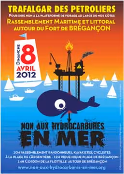 Cartaz para a oposição da perfuração de petróleo, "Sem hidrocarbonetos no mar"