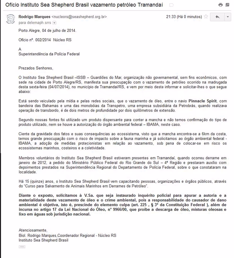 Notificação Polícia Federal