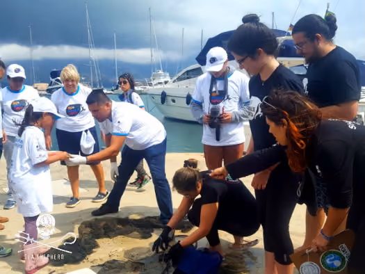 A educação ambiental também foi realizada durante a separação do lixo e animais.