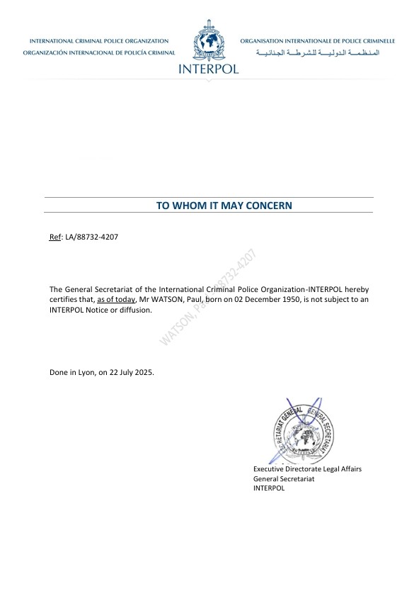Certificate Interpol
